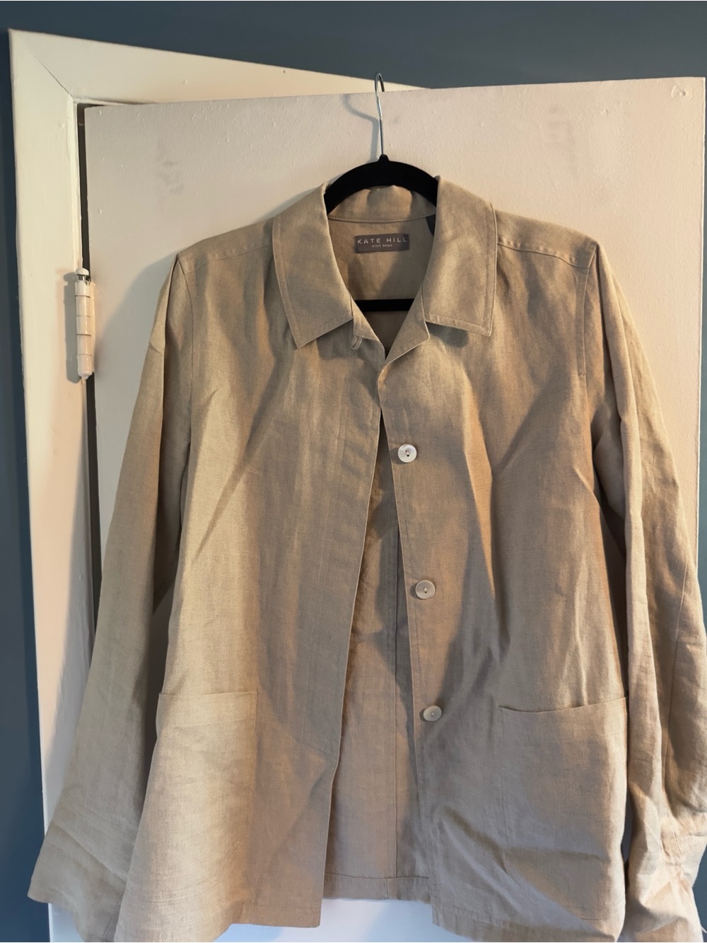 Kate Hill Neutral Beige Irish Linen Jacket